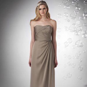 Bari Jay 703 Bronze Strapless Chiffon Long Dress